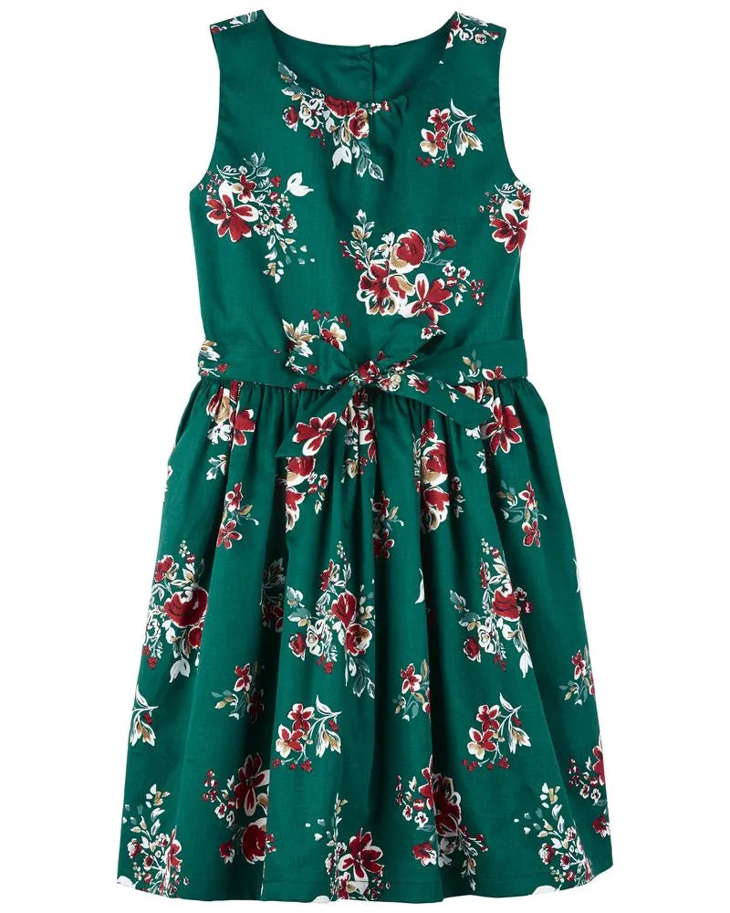 Vestido Flores Verde Kid