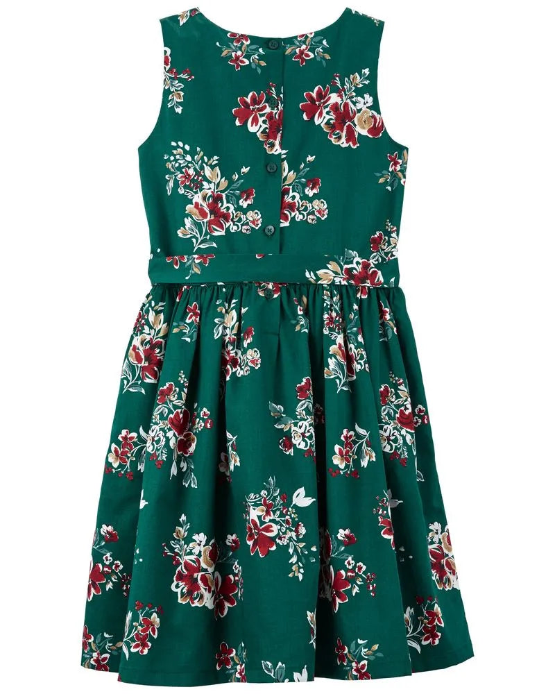 Vestido Flores Verde Kid