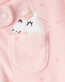 Mameluco felpa unicornio en el bolsillo