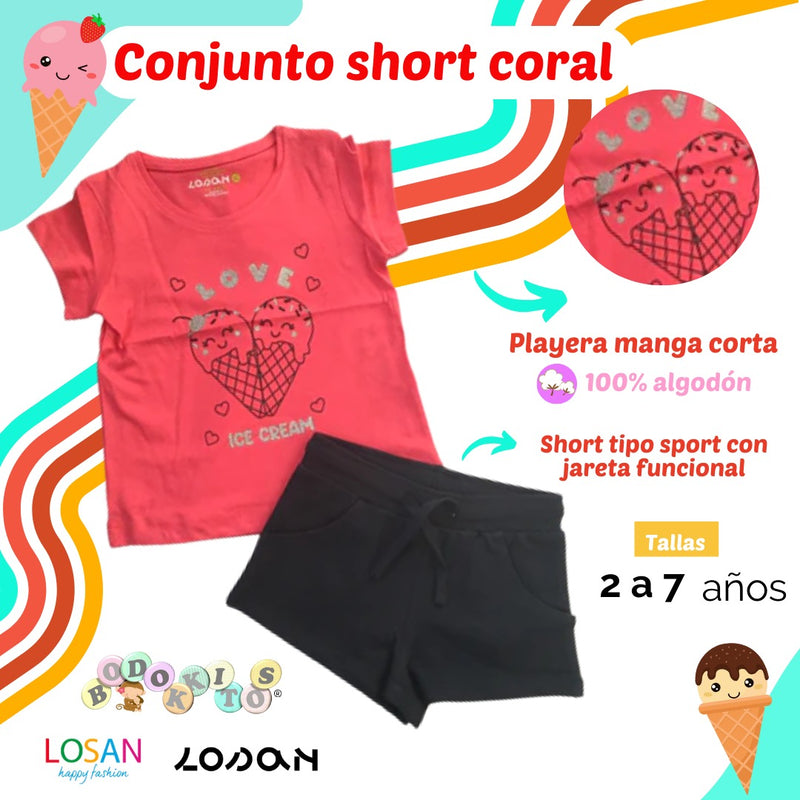 Conjunto short coral