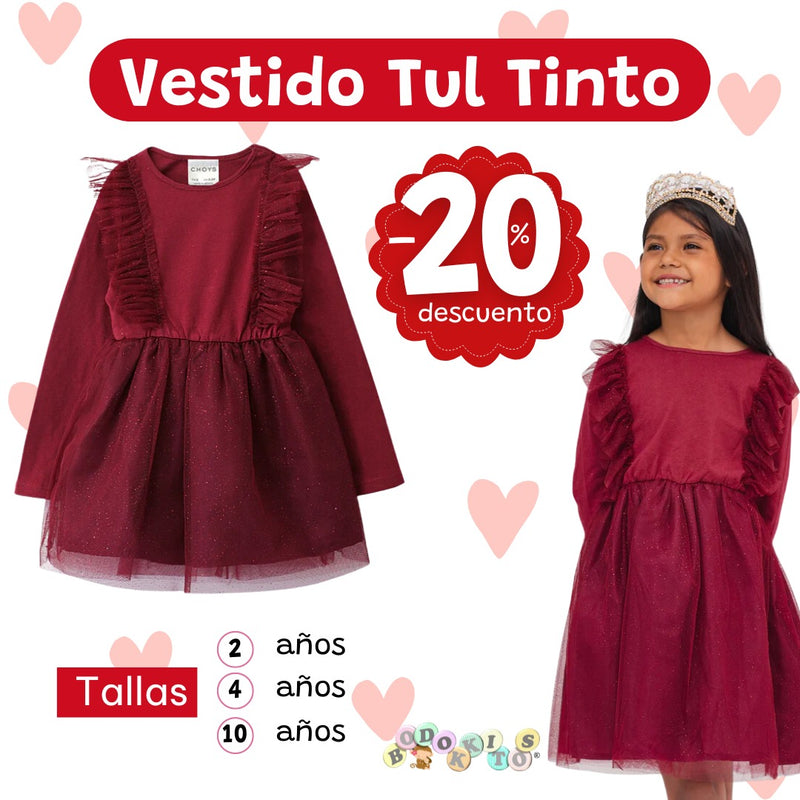 Vestido Tul Tinto