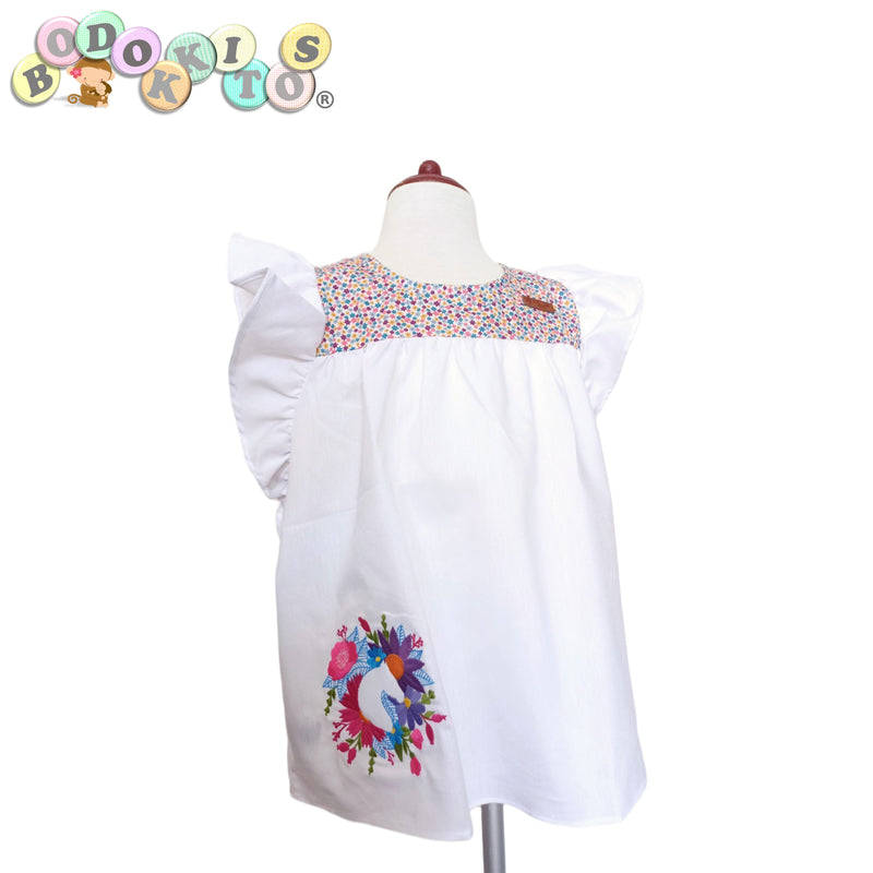 Blusa Caba-Kidss Flores Blanca