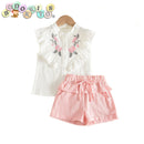 Conjunto short bordado pink