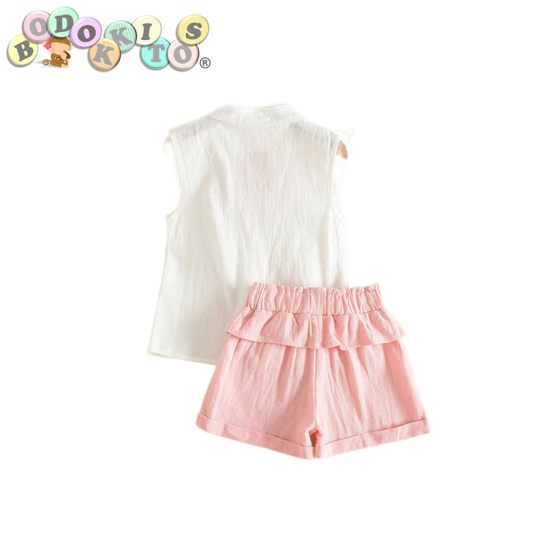 Conjunto short bordado pink