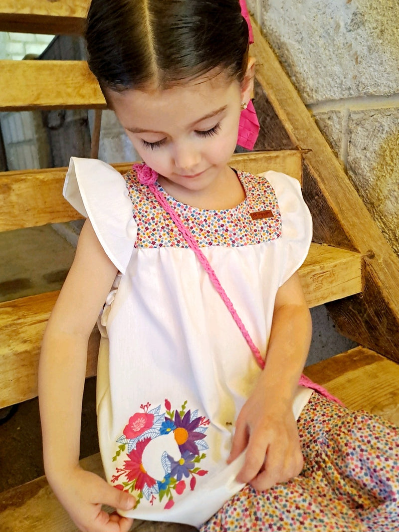 Blusa Caba-Kidss Flores Blanca