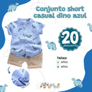 Conjunto short casual dino azul