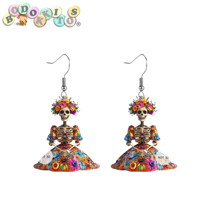 Aretes catrina acrílico